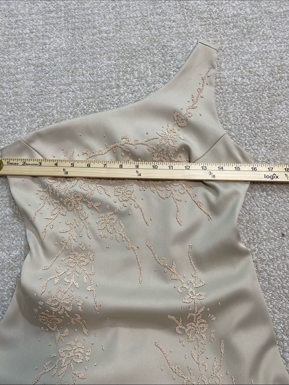 Eureka Elegant One-Shoulder Champagne Evening Gown Size M - Picture 9 of 16